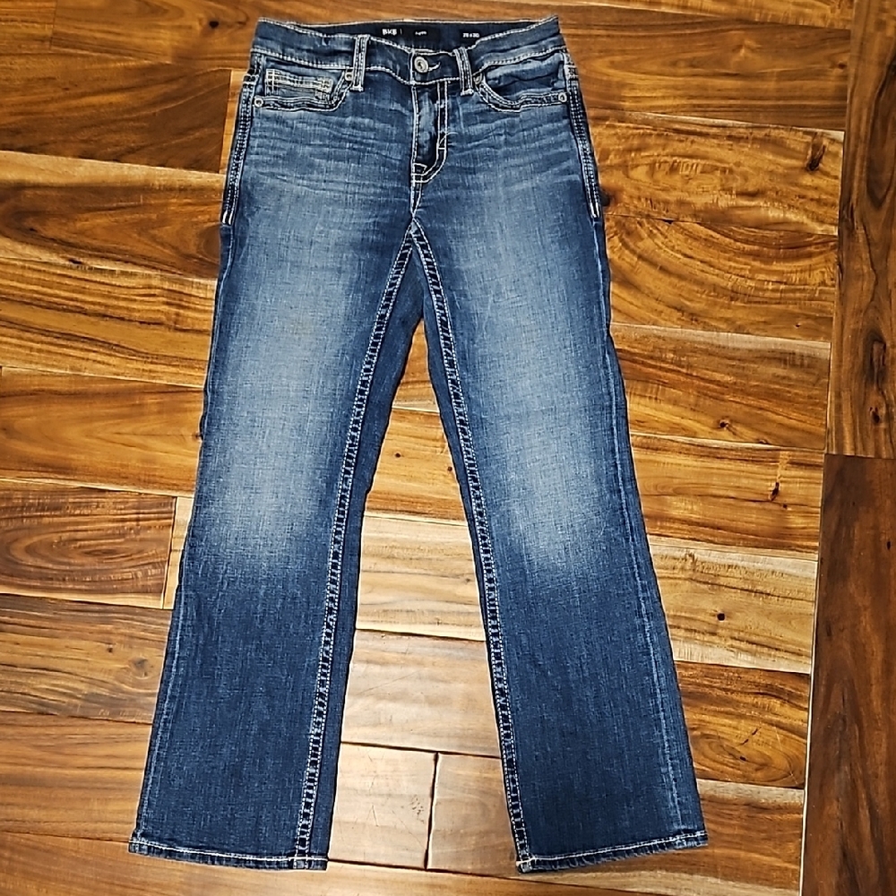BKE Boys Blue Jeans with Straight-Leg Cut and Medium Wash 26x30